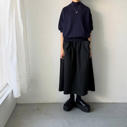 🟡木曜入荷分予約受付中🟡as it is   モックネックコットン5分袖ニット　ネイビー　