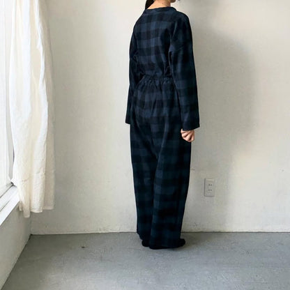 homspun ブロックチェックルームウェアセット　ネイビー×ブラック