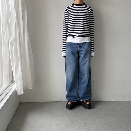 R&D.M.Co  ガーゼボーダープルオーバーシャツ