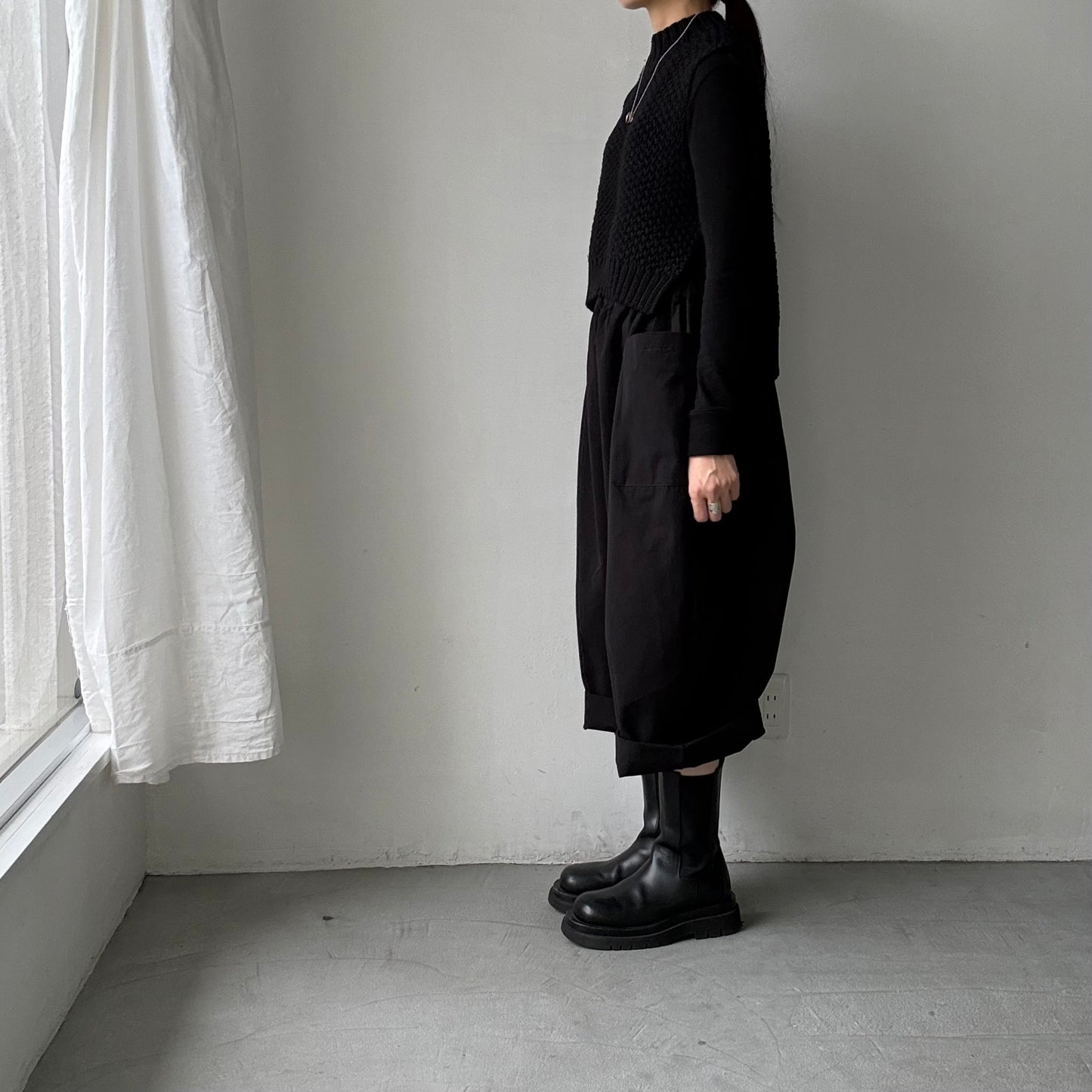 atelier d'antan Perriereコットンワイドパンツ　ブラックsize1