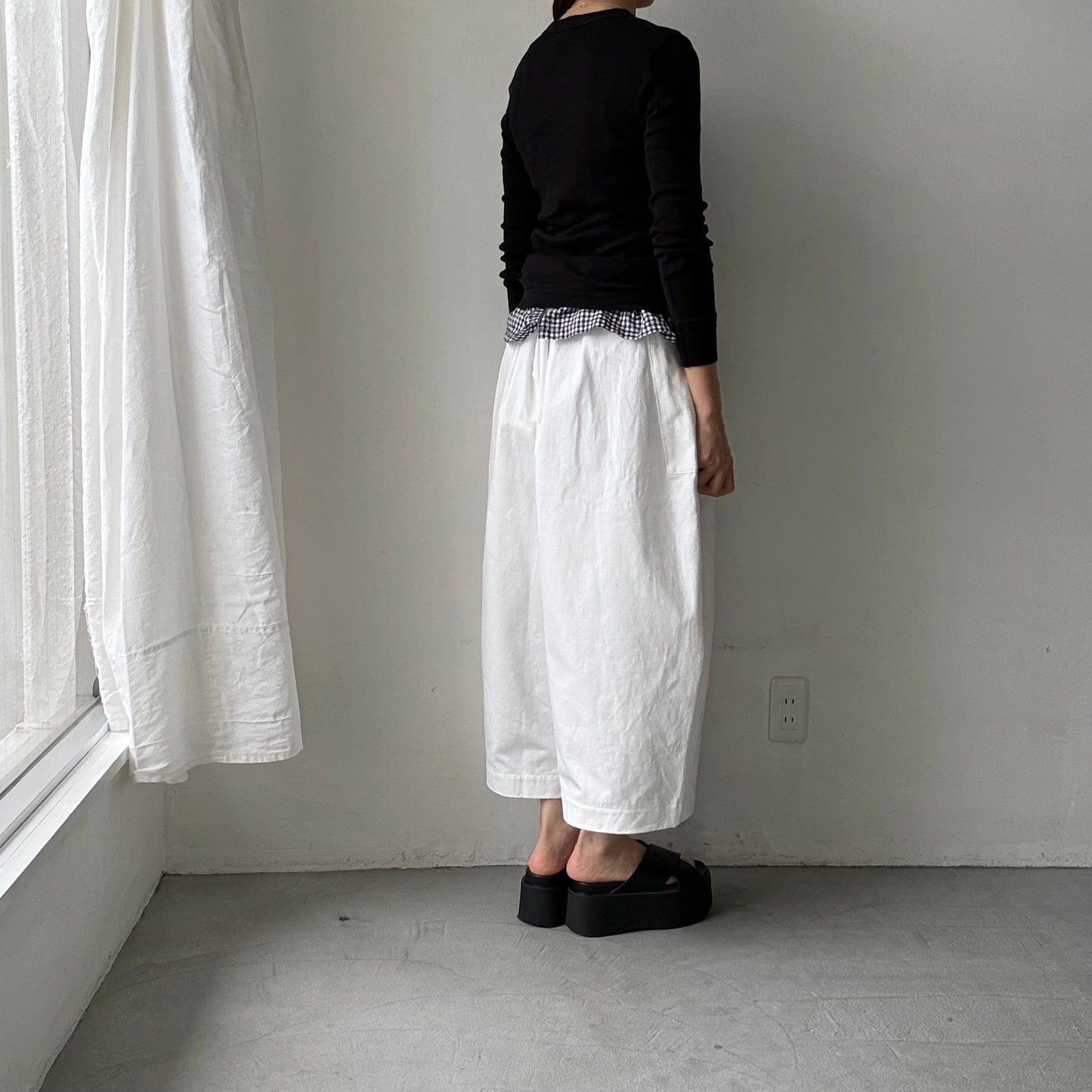 atelier d'antan Perriereコットンワイドパンツ　ホワイトsize 1