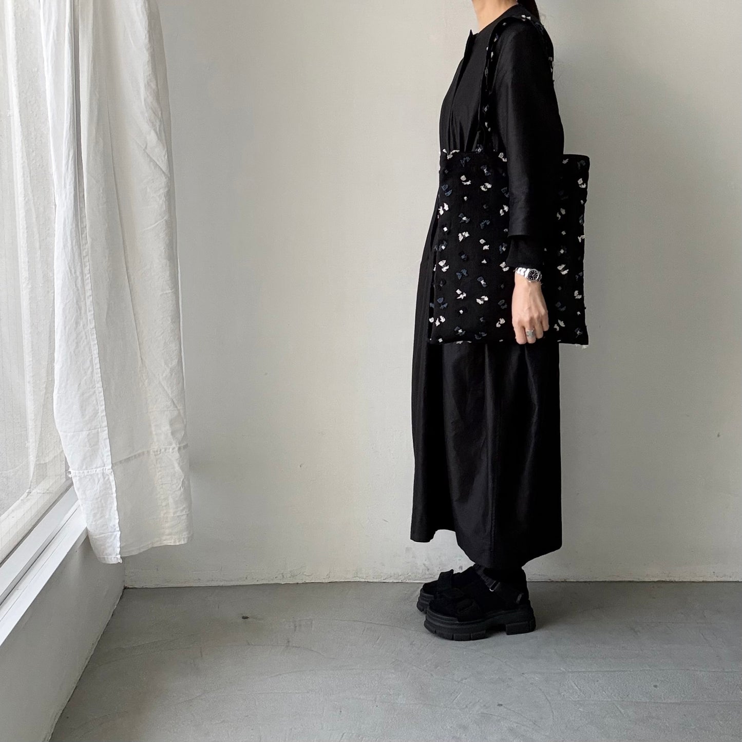 kijinokanosei  糸巻きレコードバッグ　ブラック