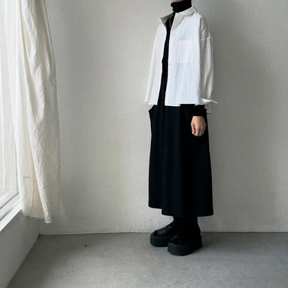 Linenya  コットン丸襟長袖ブラウス　ホワイト