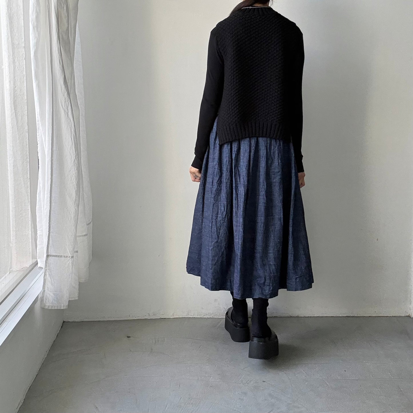 jujudhau デッドストックデニムギャザースカート