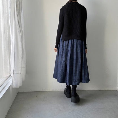jujudhau デッドストックデニムギャザースカート