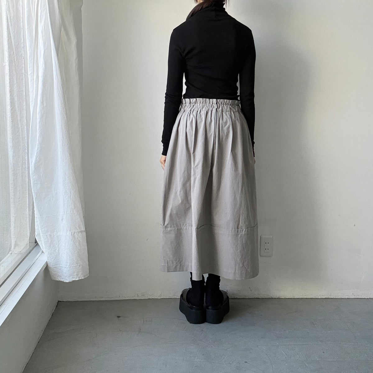 MAGALI オールドコットンラップ風スカート　グレー