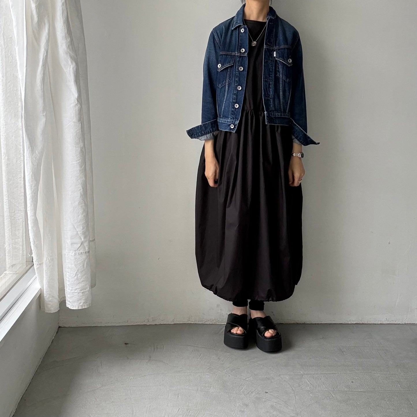 TENNE HANDCRAFTED MODERN バルーンドレス　ブラック