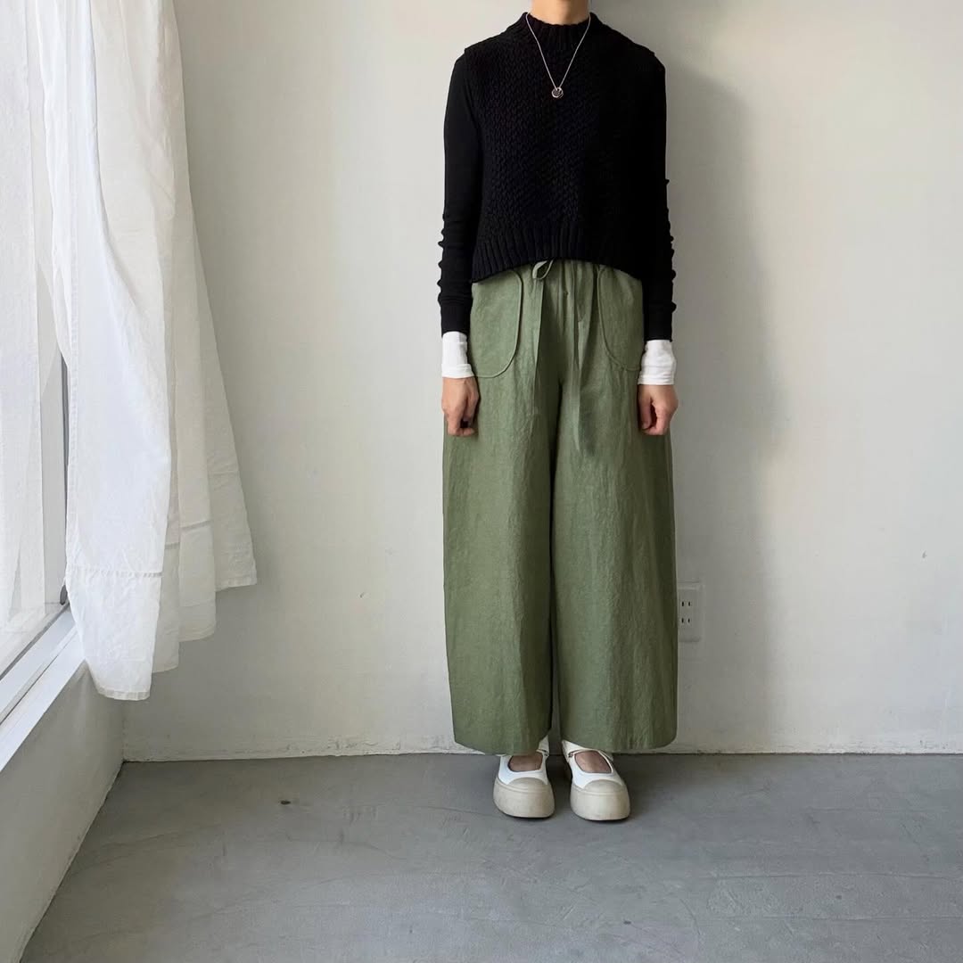 MAGALI コットンリネンファナージュロングパンツ