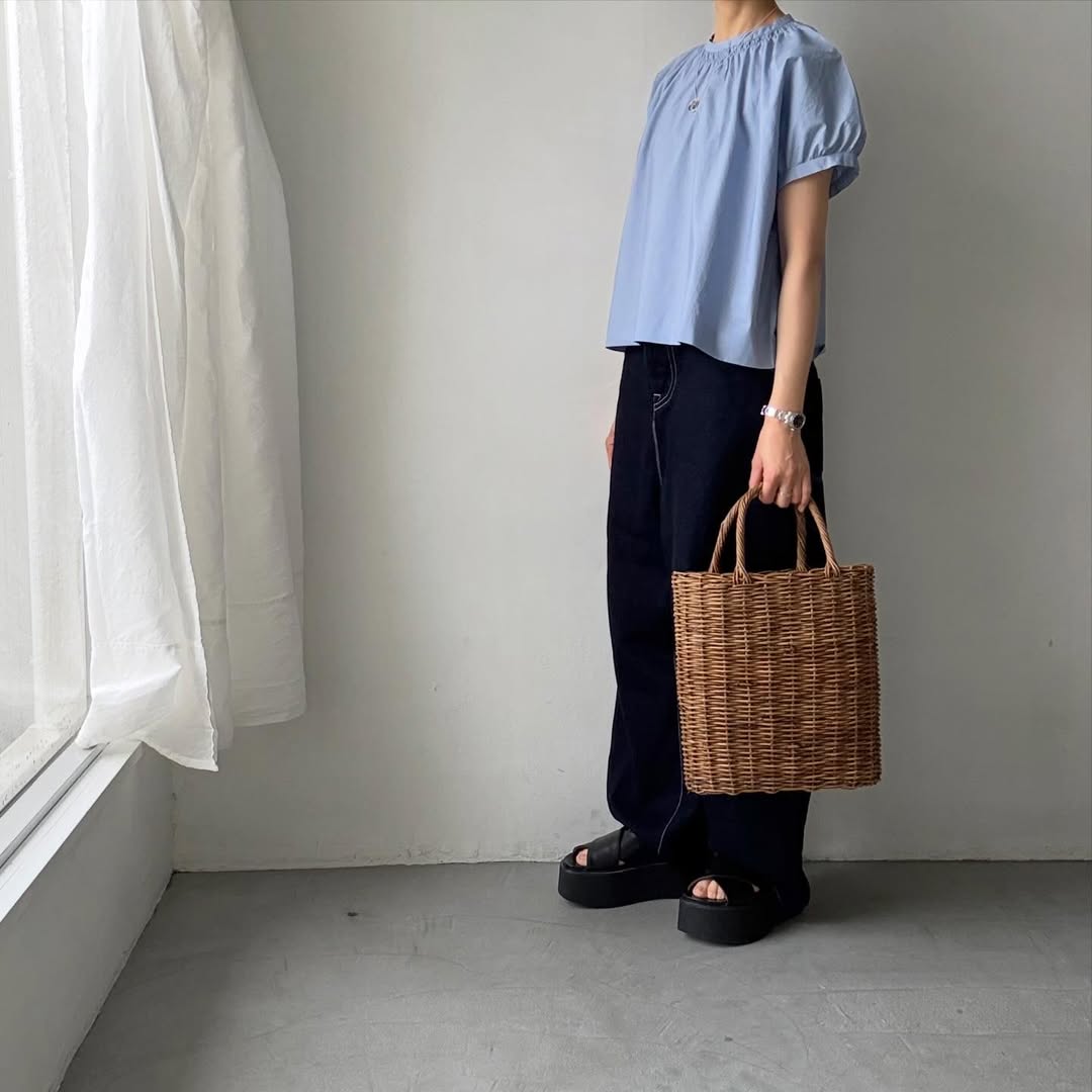 🟡週末入荷分予約受付中🟡cion  コットンシャーリングブラウス　サックスブルー