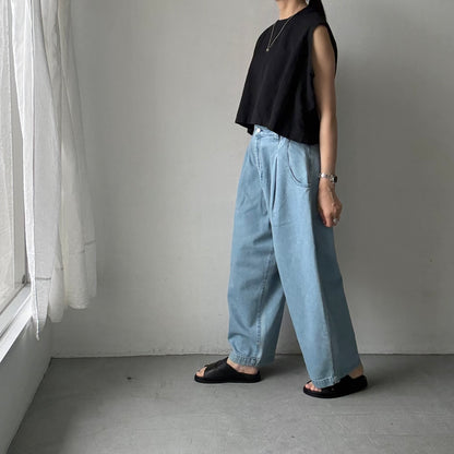 atelier naruse  コットンデニムワイドタックパンツ　size 1