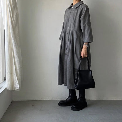 ayanoguchiaya　ダブルフロントコートワンピース　グレー