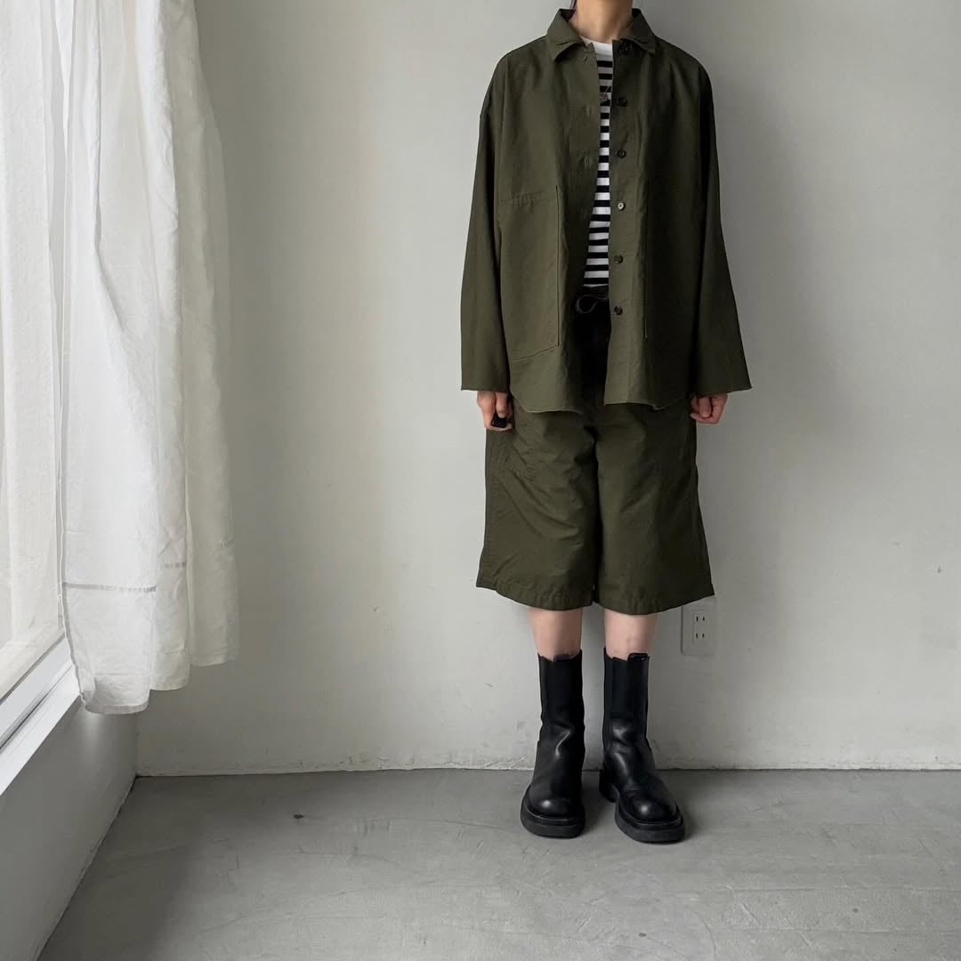 homspun  リップストップハーフパンツ　オリーブ