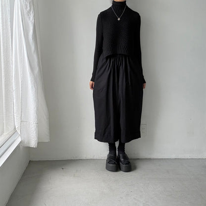 ゴーシュ  コットンポプリンワイドパンツ　ブラック