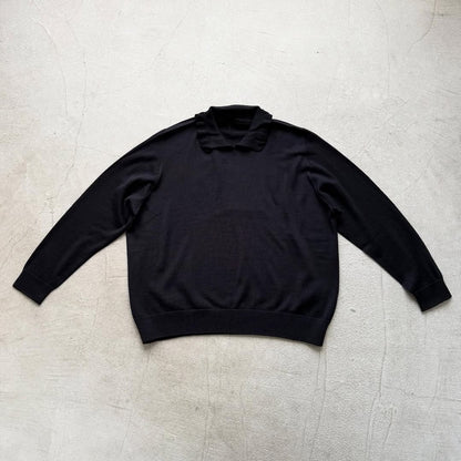 cion  ウールフリルカラーポロニット　ブラック