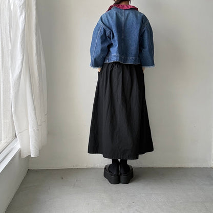 homspun 天竺フリルカラー半袖プルオーバー　ワイン