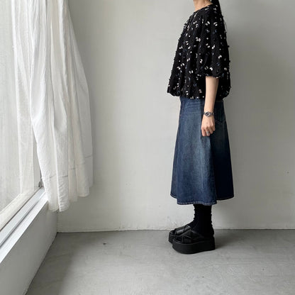 kijinokanosei  糸巻きバルーンスリーブプルオーバー　ブラック