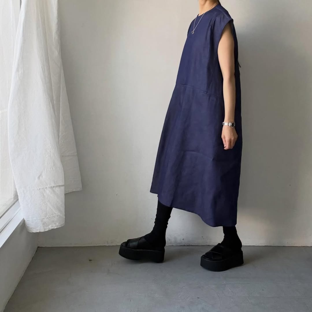 R&D.M.Co コットンデニムハンチドバックドレス