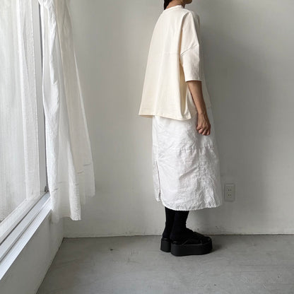 🟡水曜日入荷分予約受付中🟡 Linenya  テラヴェ7分袖Tシャツ　アイボリー