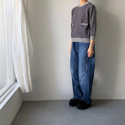 R&D.M.Co  ウールカシミアポケットプルオーバー　ボーダー