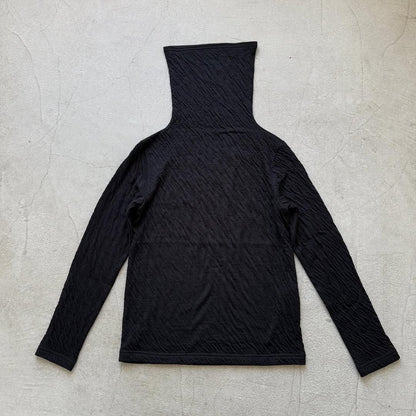 atelier naruse  ウールコットンタートルネックカットソー　ブラック