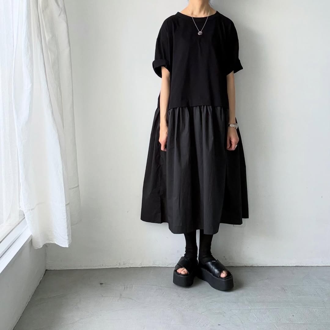 cion コットンTシャツコンビワンピース