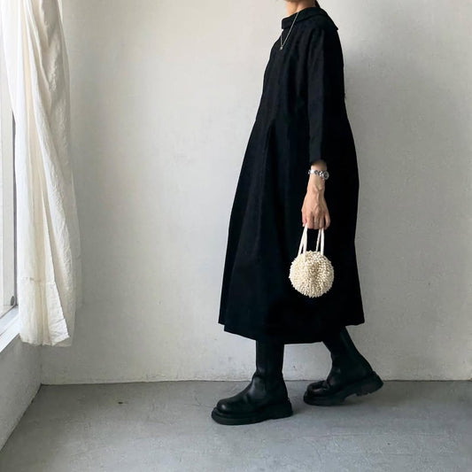 ayanoguchiaya　ダブルフロントコートワンピース　ブラック