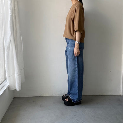 atelier naruse  コットン半袖スウェットシャツ　キャメル