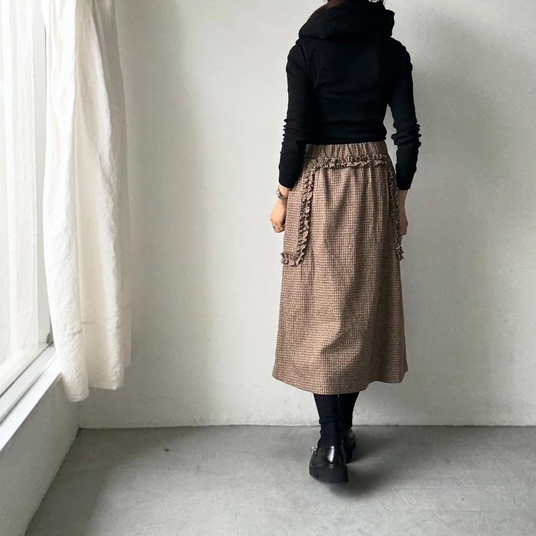 R&D.M.Co  コットンウールフリルデコレーションスカート　チェック