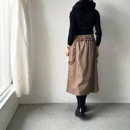 R&D.M.Co  コットンウールフリルデコレーションスカート　チェック