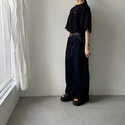 atelier naruse  コットン5分袖カットソー　ブラック