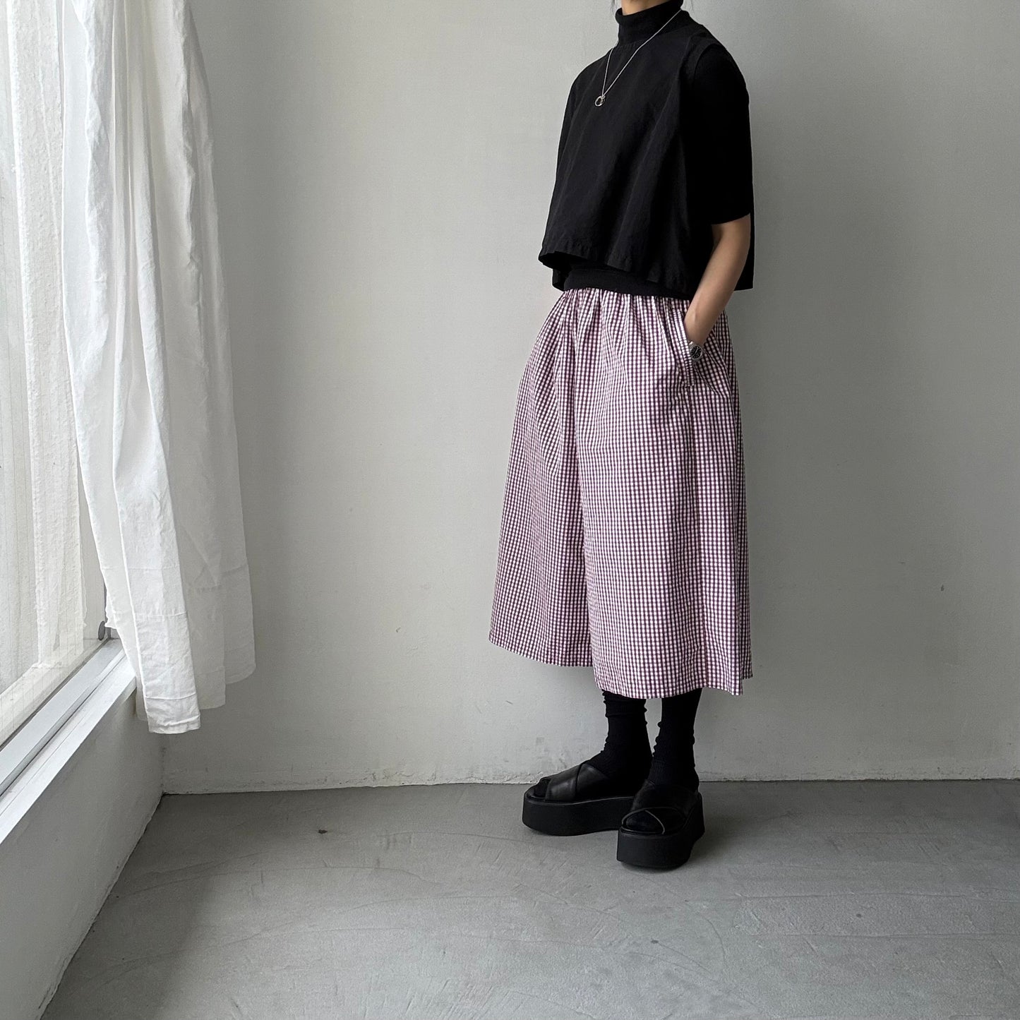 homspun ギンガムチェックタイプライターキュロットパンツ