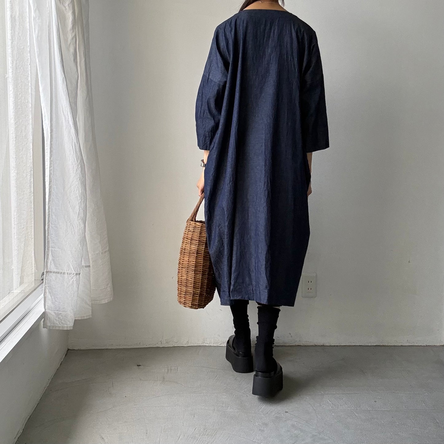 jujudhau  デニム台形ドレス