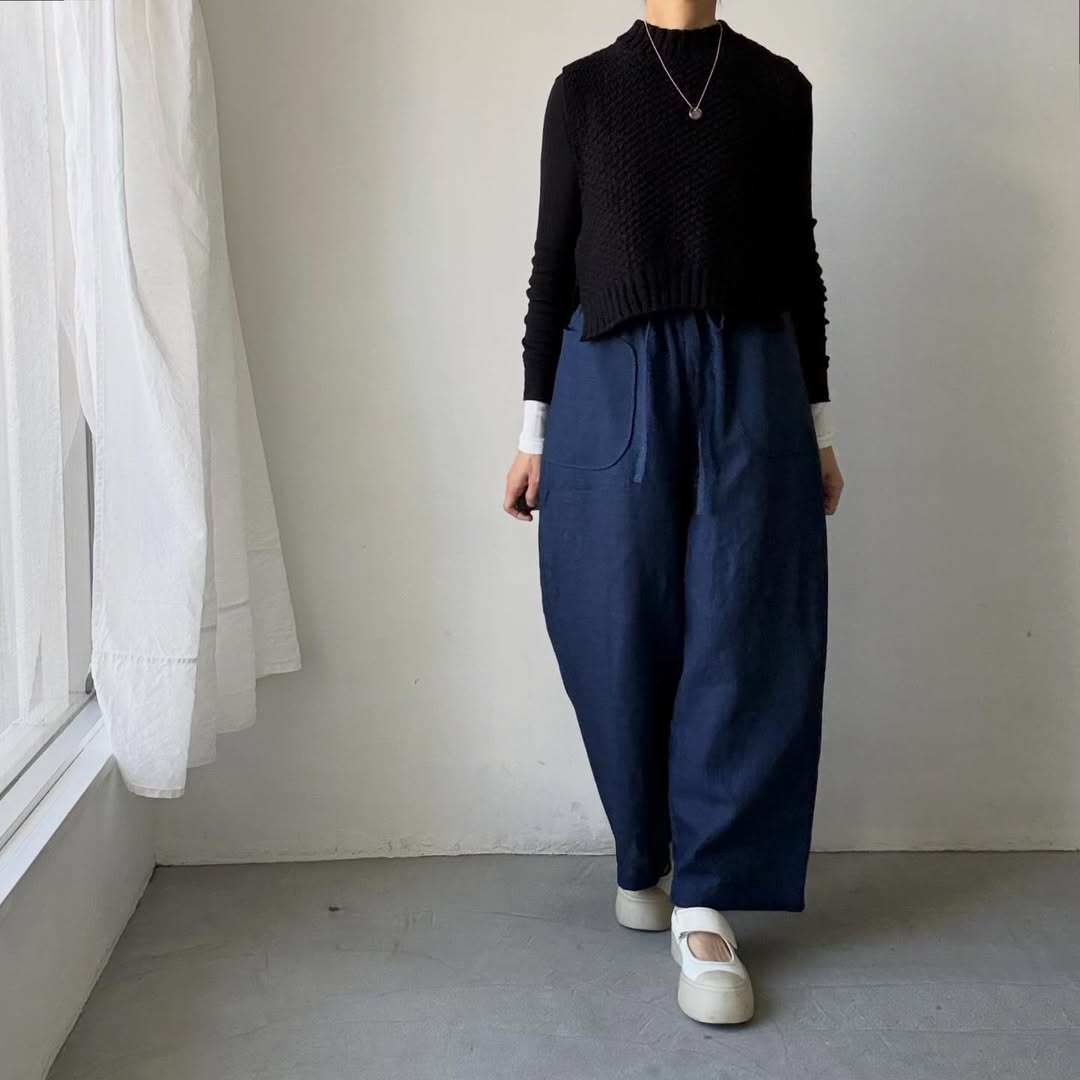 MAGALI インディゴリネンロングパンツ