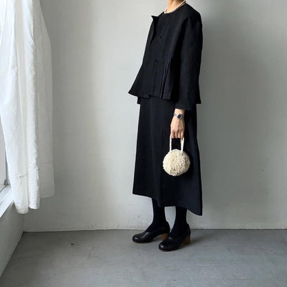 MAGALI ハイカウントコットンリネンダブルボタンジャケット　ブラック