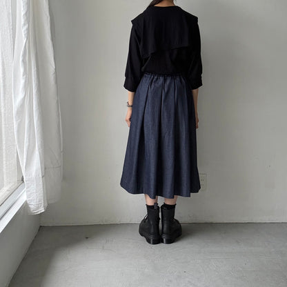 Linenya  デニムタックスカート　75センチ丈