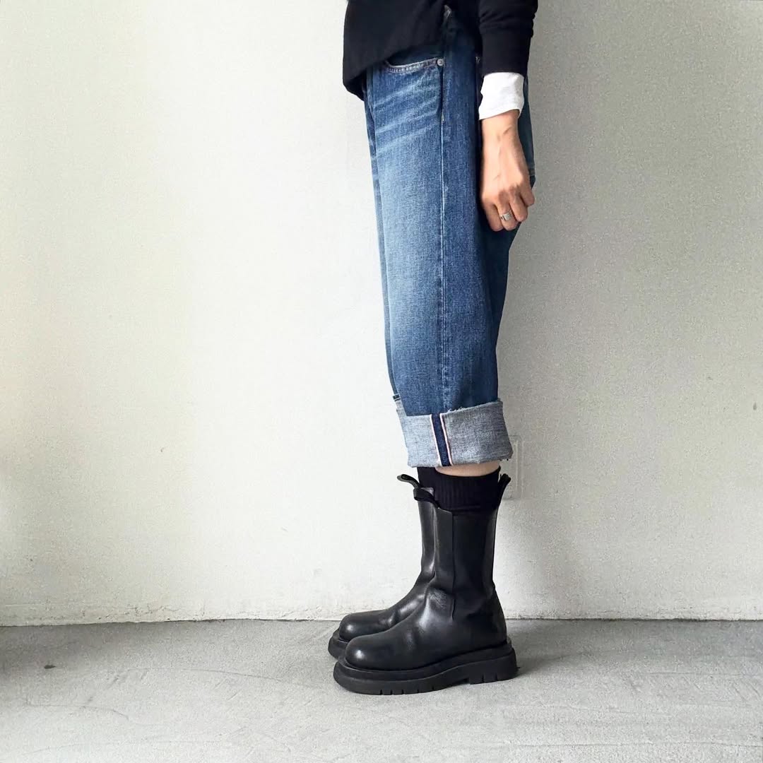 homspun コットンウールかのこ編みハイソックス　ブラック