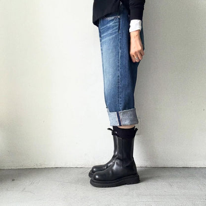 homspun コットンウールかのこ編みハイソックス　ブラック