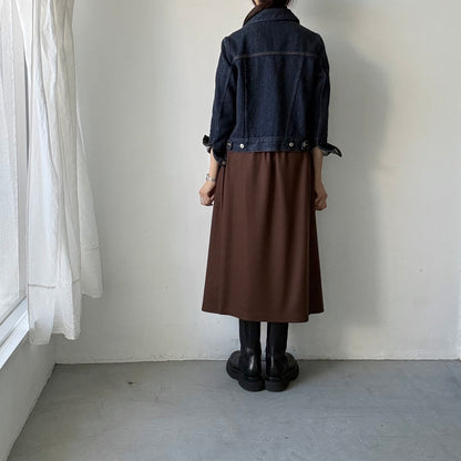 atelier naruse ウールポンチギャザースカート　ブラウン