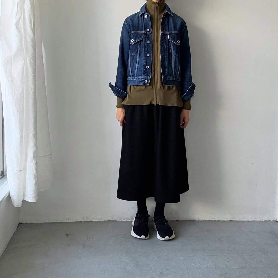 homspun ソフトコットンジップアップカーディガン　カーキ