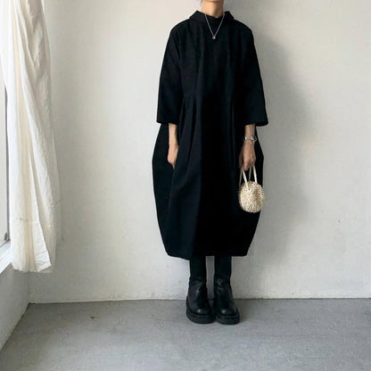 ayanoguchiaya　ダブルフロントコートワンピース　ブラック