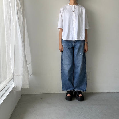 homspun 天竺5分袖カーディガン　ホワイト