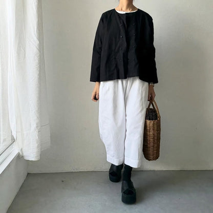 jujudhau デッドストックコットンダブルボタンシャツ　ブラック