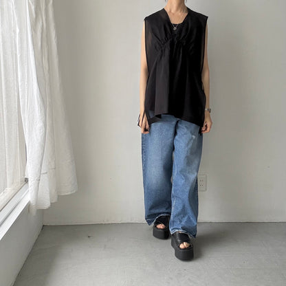 TENNE HANDCRAFTED MODERN オーガンジー2wayショートドレス　ブラック