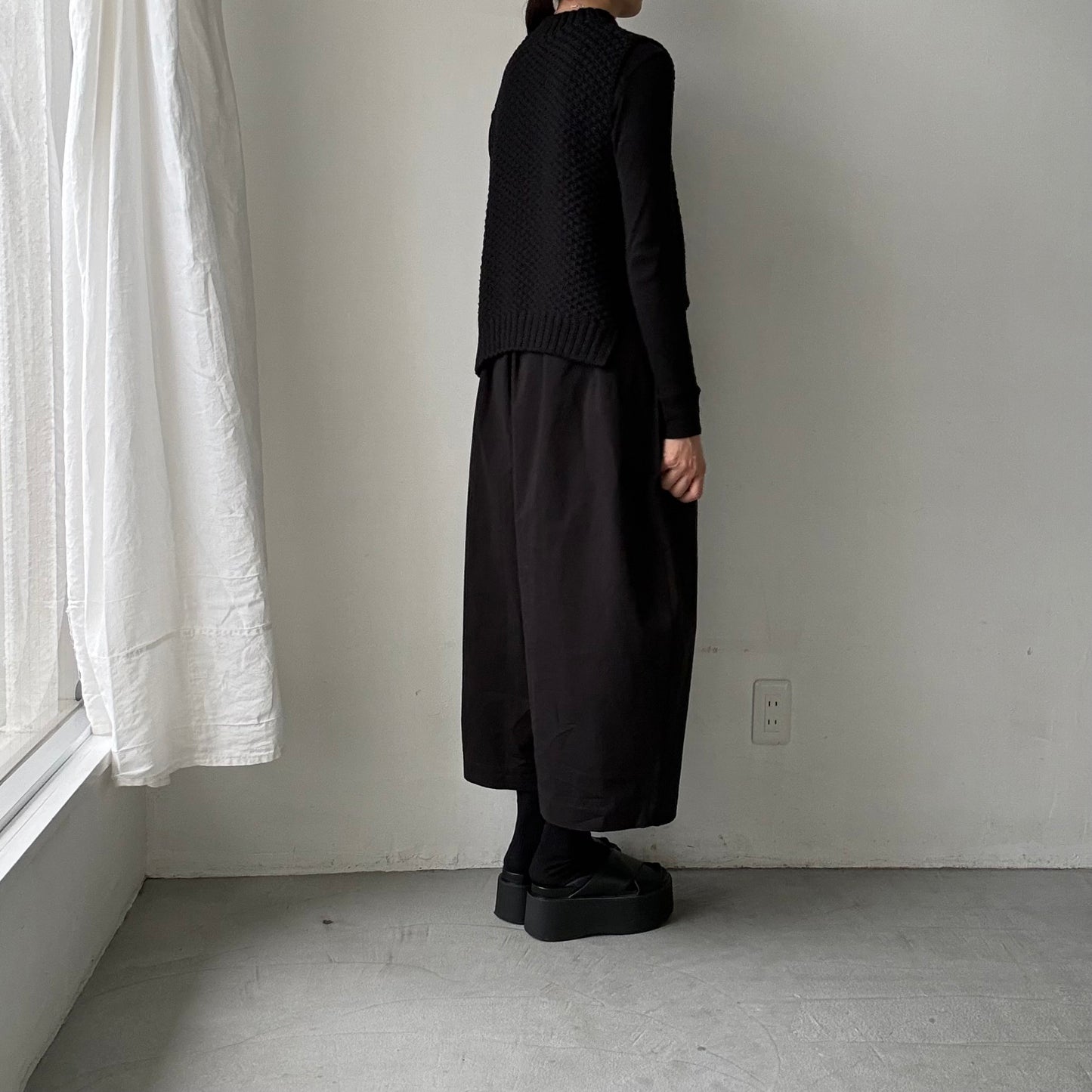atelier d'antan Perriereコットンワイドパンツ　ブラックsize1