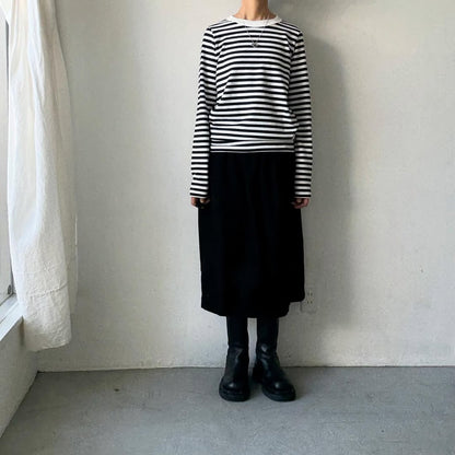 R&D.M.Co 裏起毛ボーダークルーネック長袖Tシャツ　ホワイト×ブラック