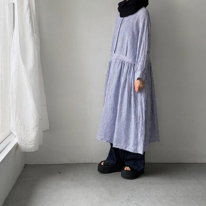 atelier naruse  リネンシャツワンピース　ストライプ