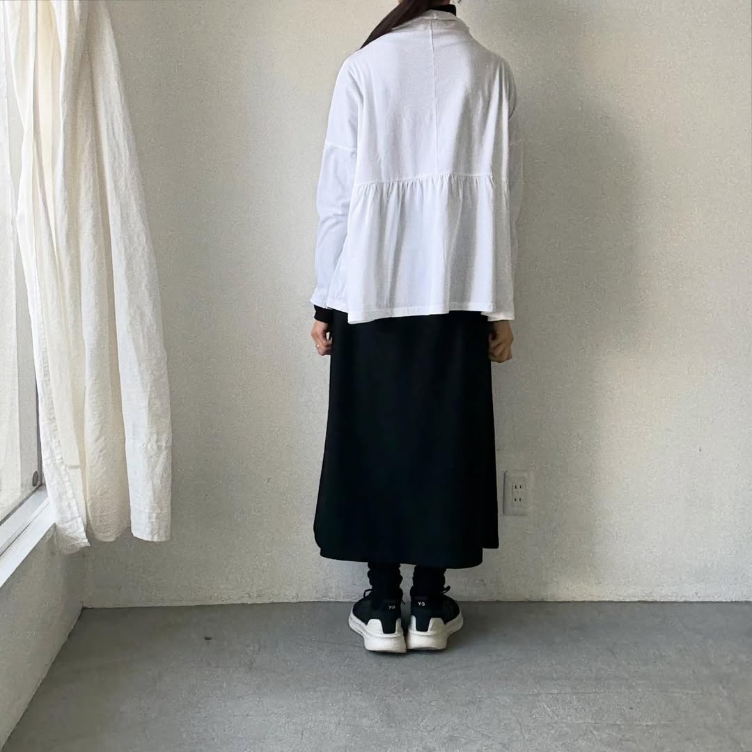 homspun 天竺ハイネックギャザープルオーバー　ホワイト