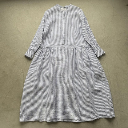 atelier naruse  リネンシャツワンピース　ストライプ