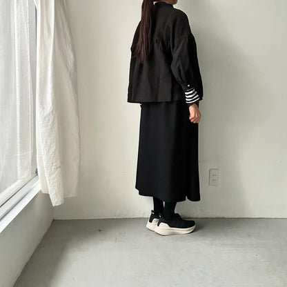 Linenya  リネンスタンドカラーブラウス　ブラック