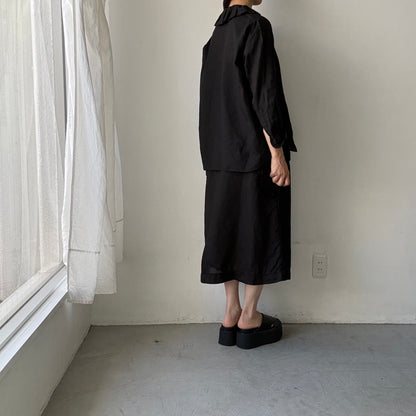 R&D.M.Co  リネンガーメントダイラッフルカラーブラウス